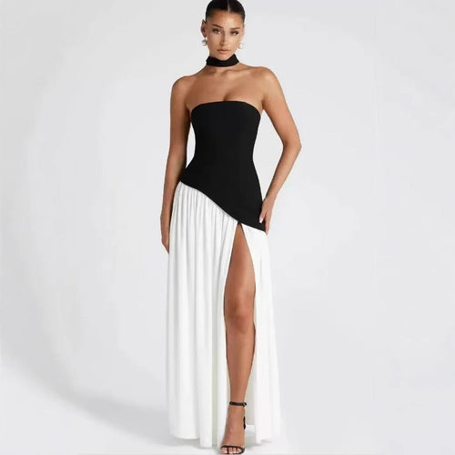 Strapless Maxi Dress with Pleated Skirt and Matching Shawl