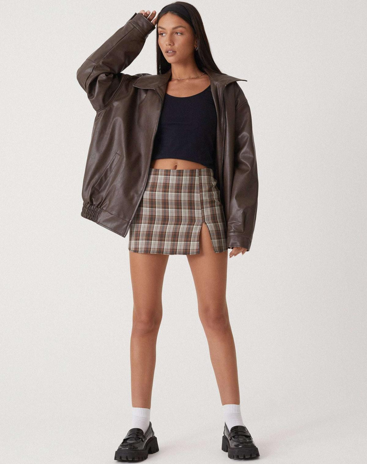 Oversized Faux Leather Jacket with Loose Cut